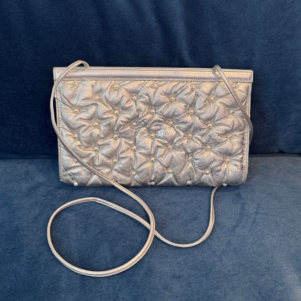 Braccialini‎ Genuine Leather Metallic Clutch/ Shoulder bag